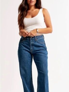 Abercrombie & Fitch Curve Love The Loose High Rise Jeans Dark Wash 32/14s Blue
